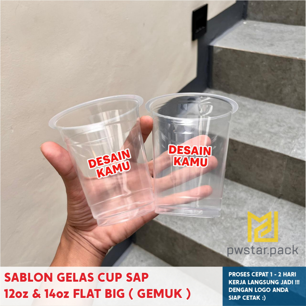 SABLON GELAS CUP SAP BIG 12oz & 14oz Tebal 7gr