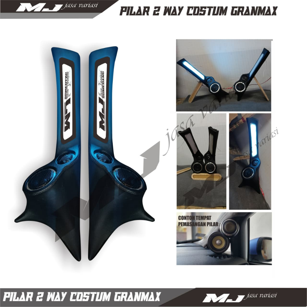 pilar 2 way untuk mobil granmax custom variasi lampu lled plus speaker(bisa req sticker&warna lampu 