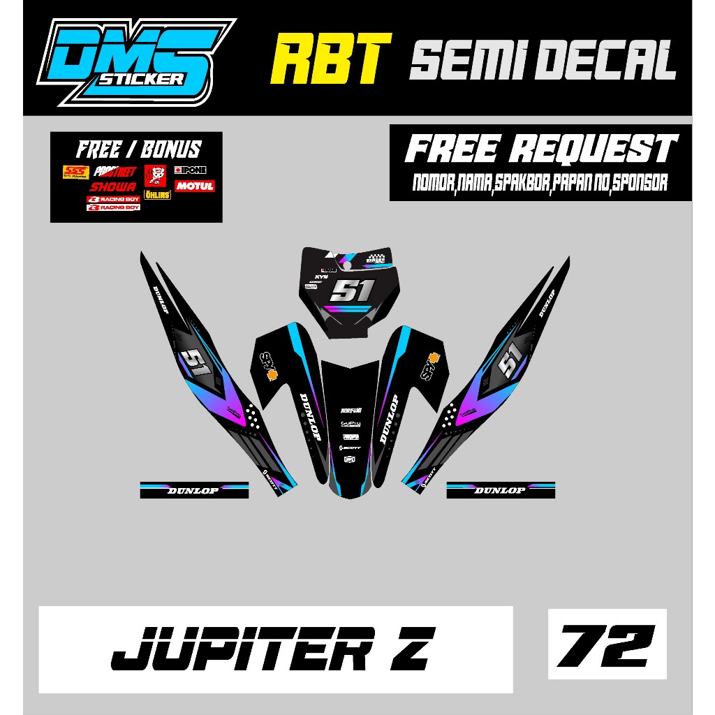 24Sticker JUPITER Z SEMI FULL BODY BEBEK MODIF SUPERMOTO TERBARU TERVIRAL MOTOR TRABAS DMS V 72