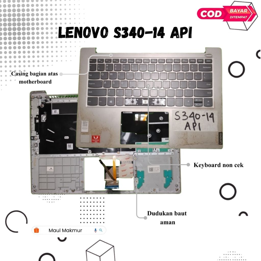 SECOND Casing Laptop Lenovo Ideapad S340-14API | Casing C Bagian Atas Motherboard Laptop