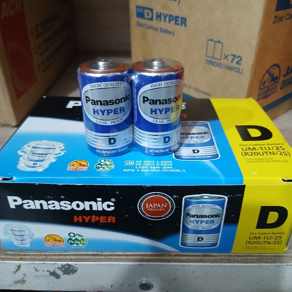 baterai Panasonic Hyper Type D 1 Set ( 2Pcs ) Kemasan Baru - Baterai Radio Jadul - Baterai Senter Be