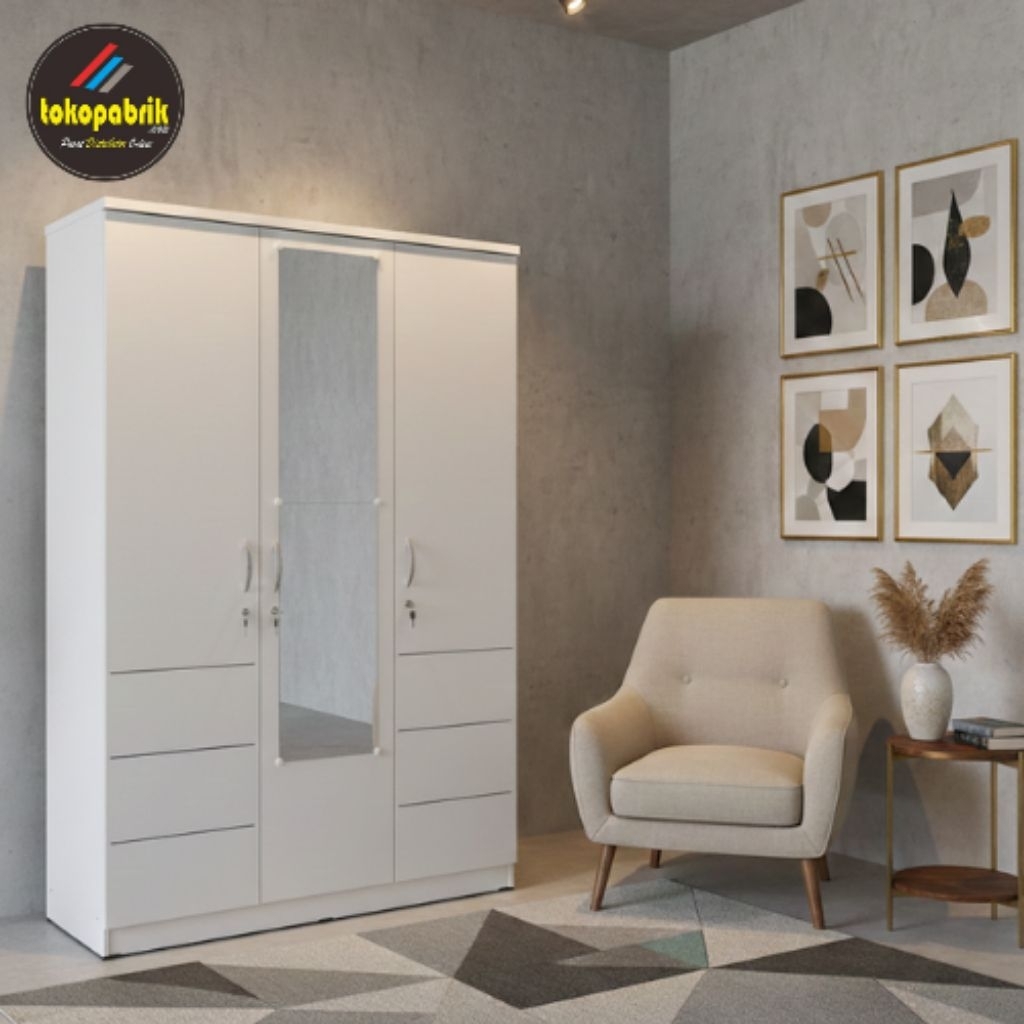 Lemari Pakaian 3 Pintu Minimalis Olympic / Lemari Baju 3 Pintu Murah Lemari pakaian