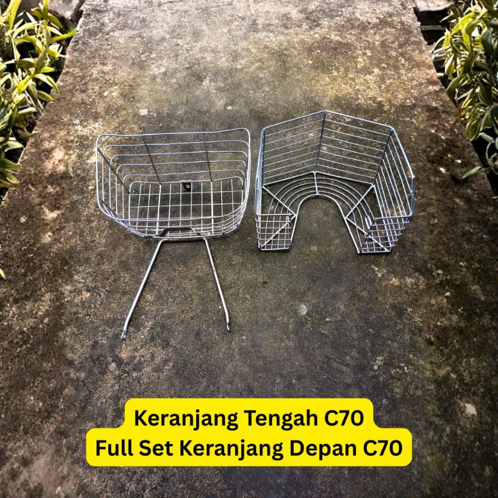 Keranjang Tengah Honda C70 Full Set Keranjang Depan C70 Bahan Full Besi Full Chrome
