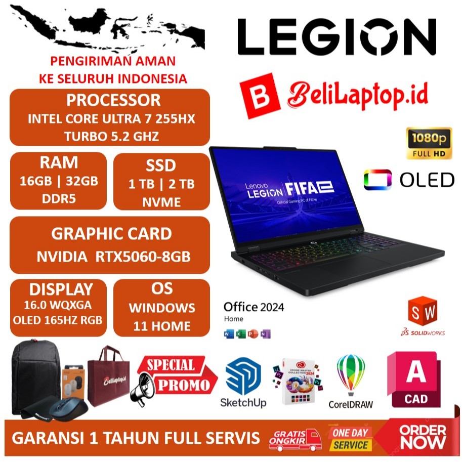 Lenovo Legion PRO 5i 16IAX10 Ultra 7 255HX 32GB 2TB RTX5060 8GB 16.0 WQXGA Windows 11 Home