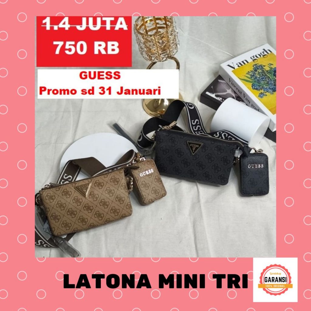 Tas sling bag wanita Guess seri LATONA MINI TRI 100% ORI
