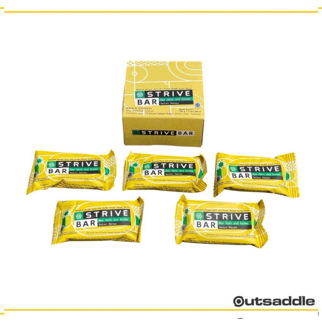 STRIVE Bite Size Energy Bar Rasa Selai Nanas Snack Sehat Kurma Oats 1 Box Isi 5pcs