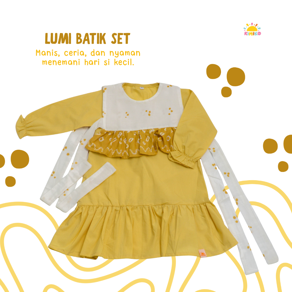 Kimiko Lumi Batik Set Gamis Anak Perempuan + Vest Katun Jepang | Edisi Lebaran