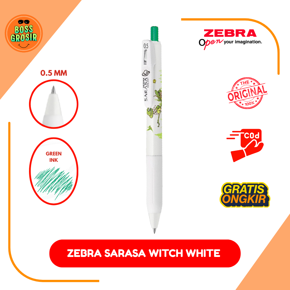 Boss Grosir - Zebra Sarasa Witch White 0.5 mm Satuan / Pulpen/ Pulpen Lucu / Pulpen Enak / Karakter 