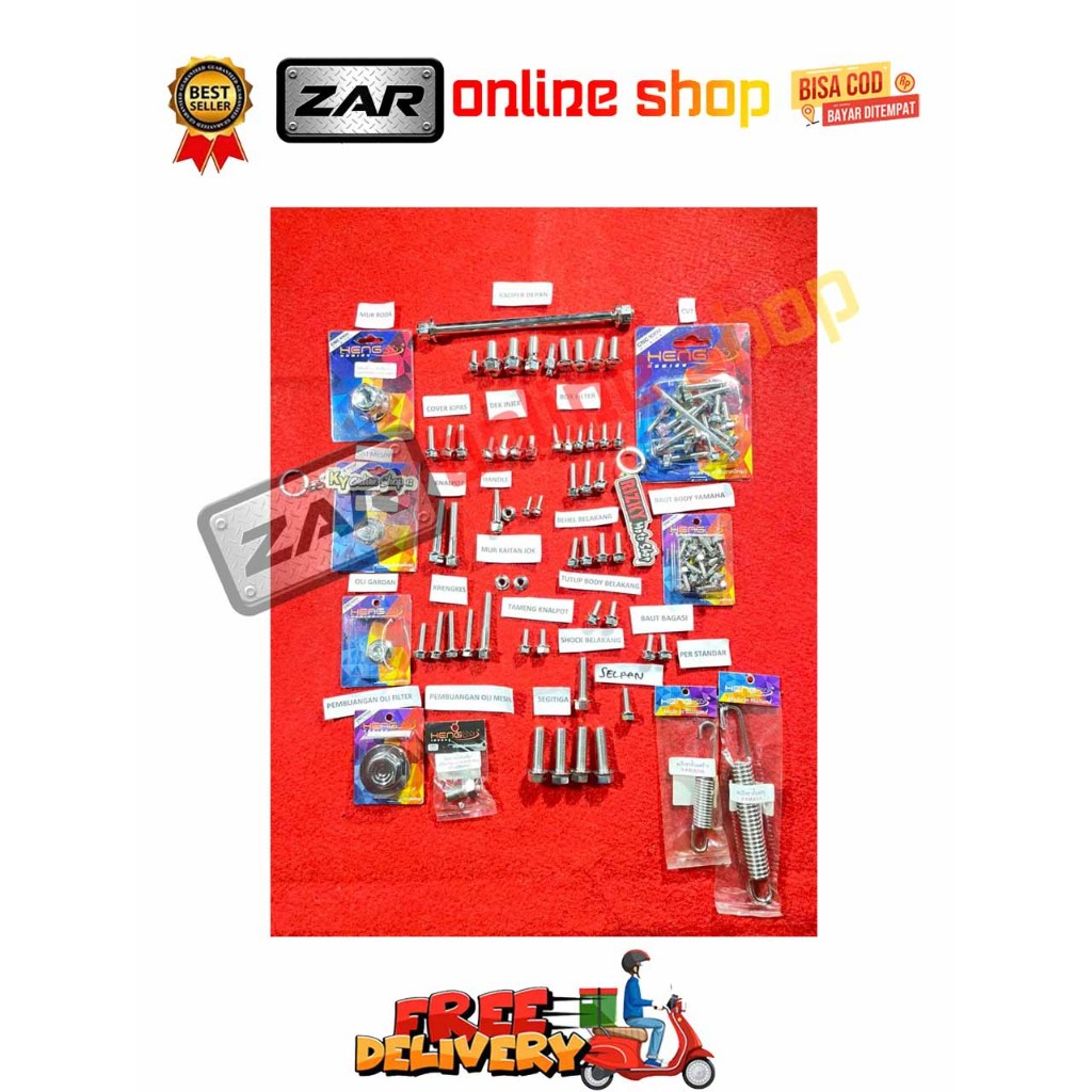 BAUT FULLSET 1 MOTOR MIO SERIES 125 M3 SOUL GT FINO X RIDE GEAR Z S GRANDE FAZZIO TAHUN 2018 - 2025 