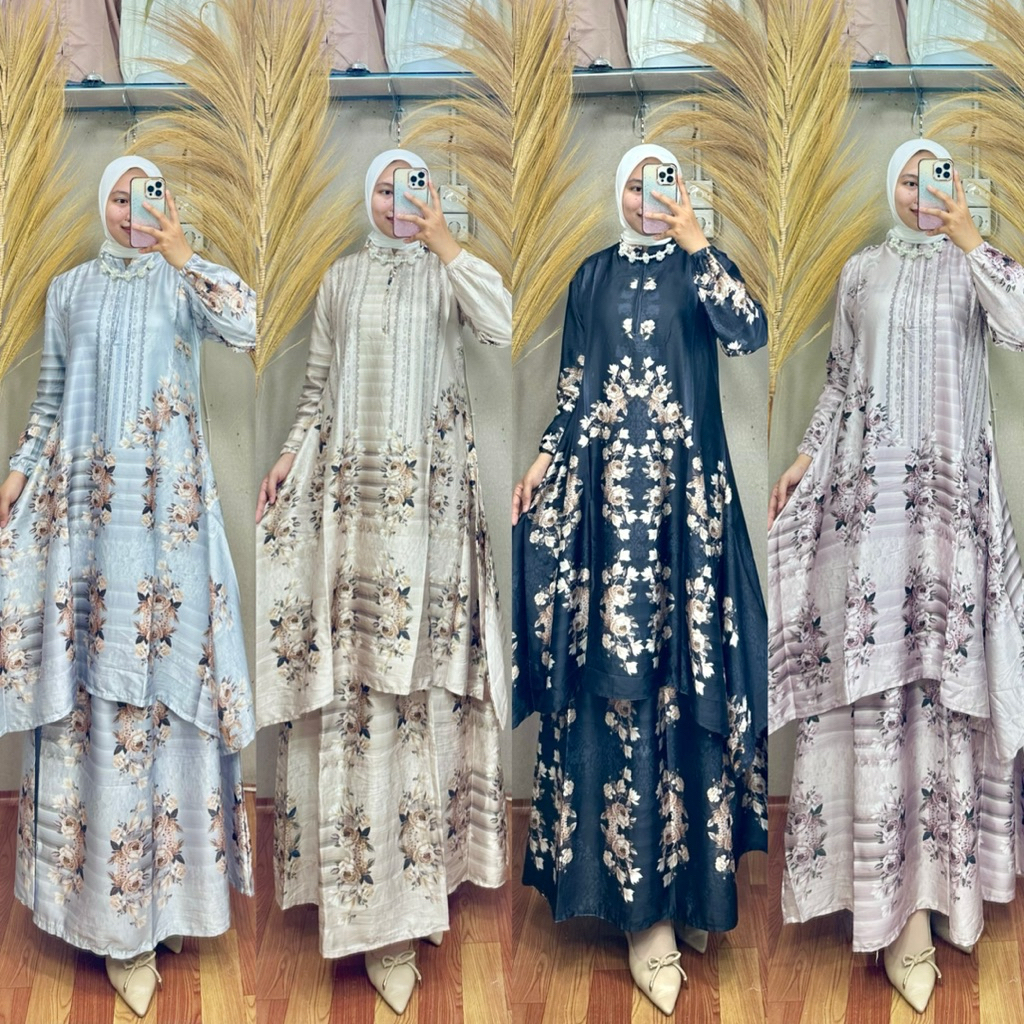 SET ROK MALAY BAHAN DIOR SILK PREMIUM SET ROK SUPER MEWAH BAJU LEBARAN WANITA TERBARU