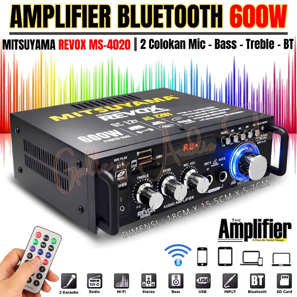 TERBARU DAN TERMURAH~Power Amplifier Stereo Bluetooth MITSUYAMA REVOX MS-4020 600W | Amplifier Bluet