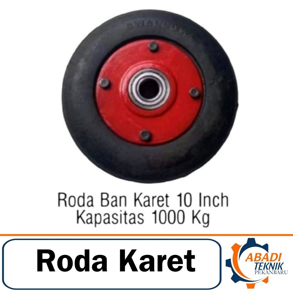 Trolley Wheel Roda Karet Mati Lori 10" SWALLOW 1000 kg 2 Bearing Roda Troly Gerobak 10 Inch