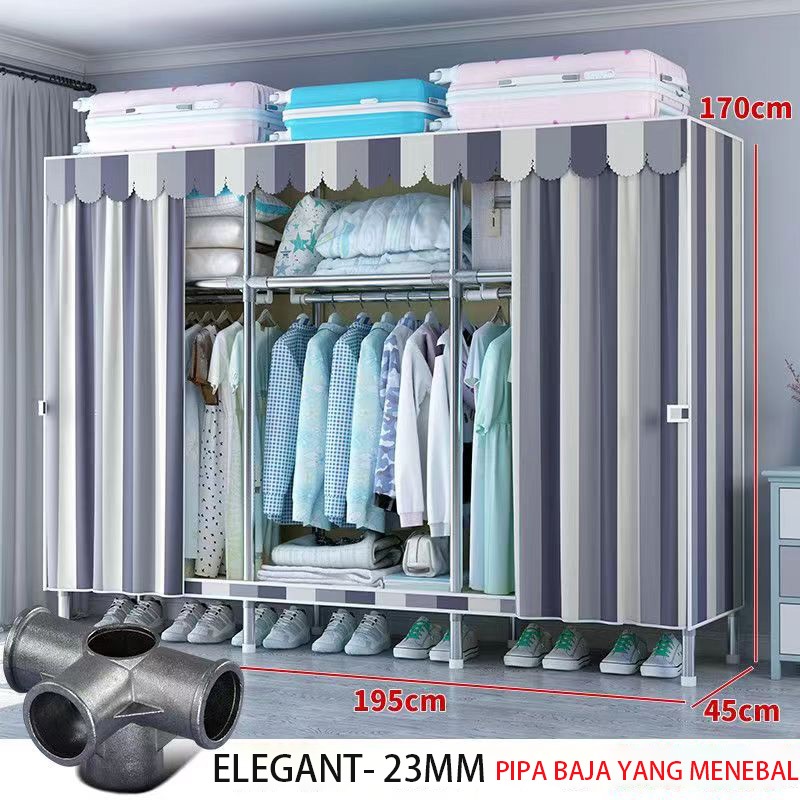 Lemari Pakaian Portabel Kapasitas tinggi/ lemari baju lemari kain Kanvas Baju Gantung Rak Organizer