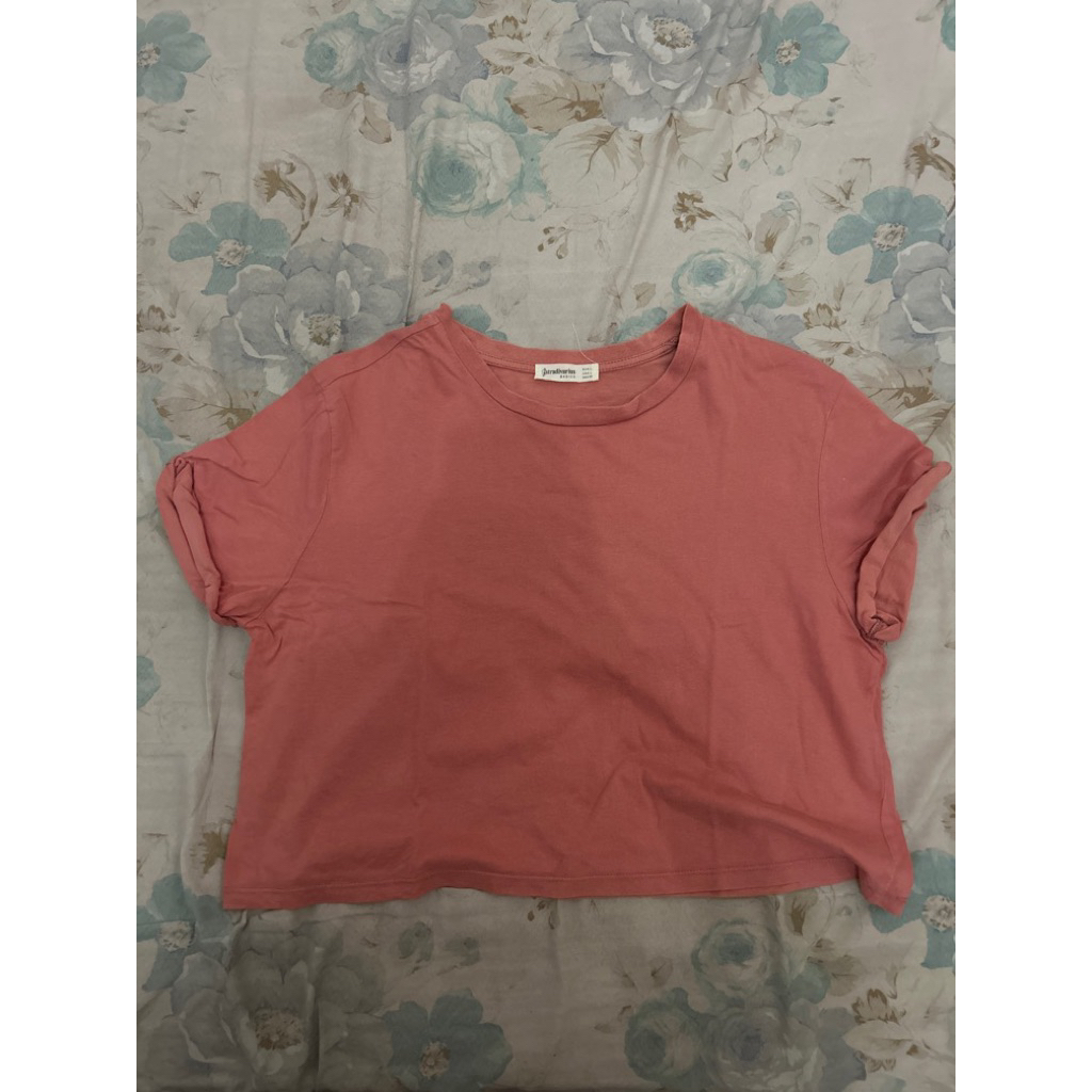 stradivarius pink crop top tshirt shirt tee