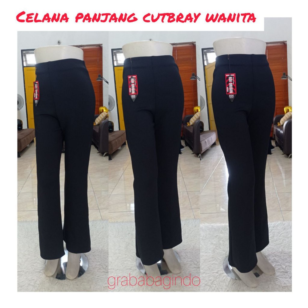 CELANA FIT AND FLARE PANTS WANITA / CUTBRAY BAHAN SCUBA PINGGANG KARET / CELANA CUTBRAY WANITA