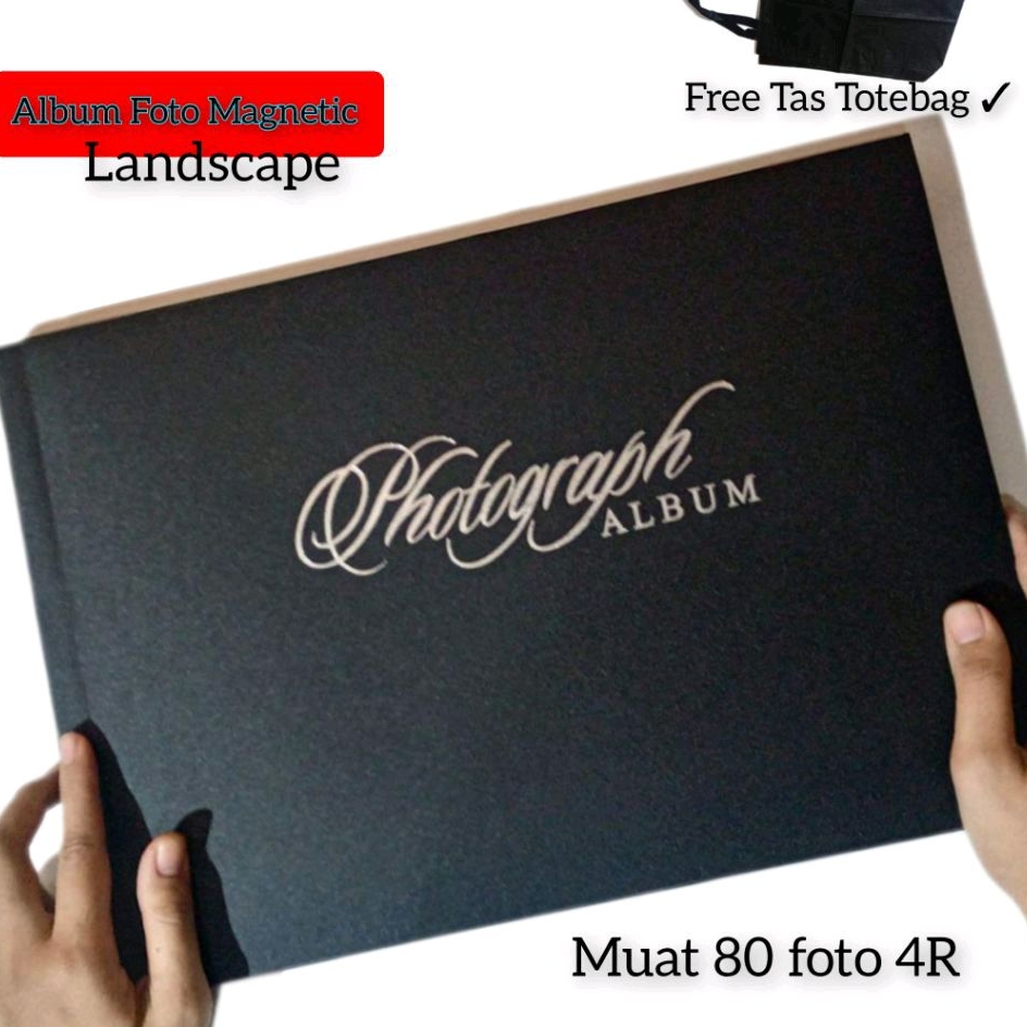 Album Foto Tempel Magnetic Besar Landscape Ukuran Lebar 10R 4R 3R Black