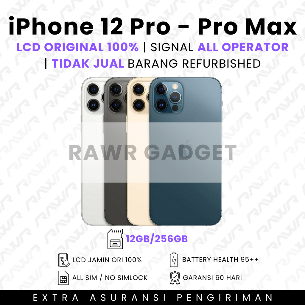 iPhone 12 PRO - 12 PRO MAX 128GB 256GB LCD 100% ORIGINAL NO REFURBISHED FULLSET GARANSI 60 HARI