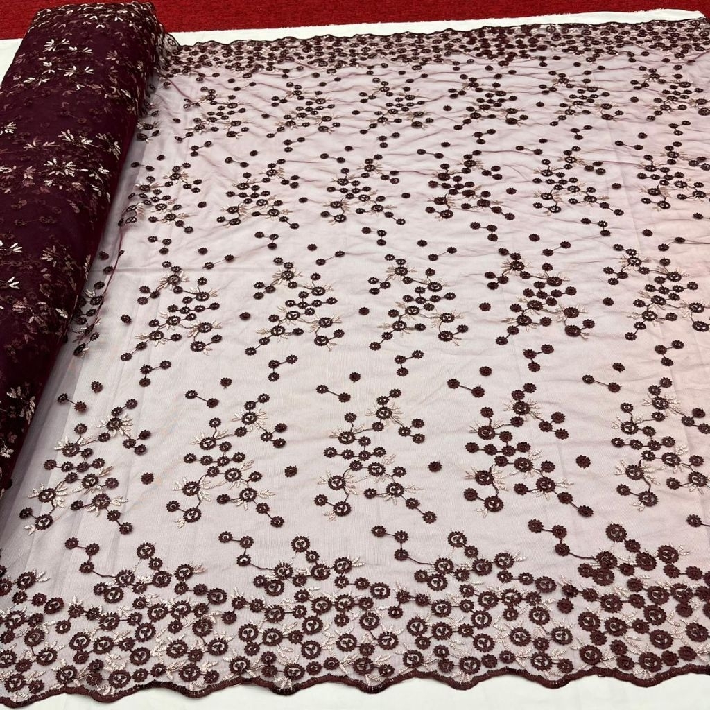 Kain Tulle Bordir Motif Sakura Two Tone Terbaru