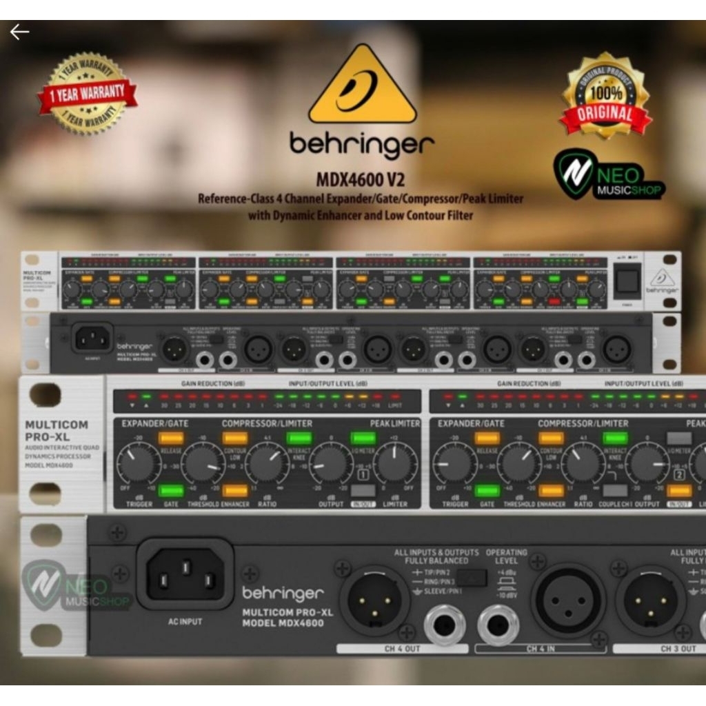 Behringer MDX4600 V2 4 Channel Expander Gate Compressor Peak Limiter