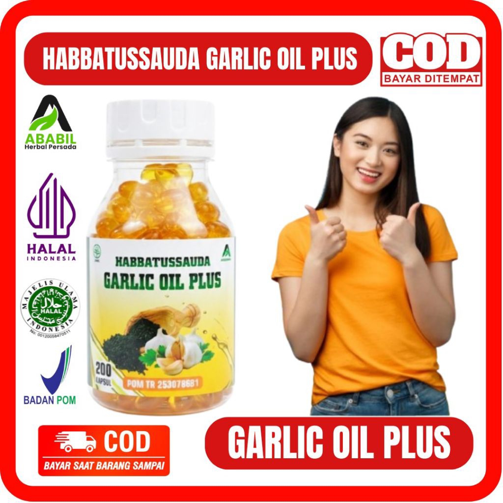 HABBATUSSAUDA GARLIC OIL PLUS 200 KAPSUL - Minyak Habbatussauda Jinten Hitam Habbasyi 200 Kapsul Min