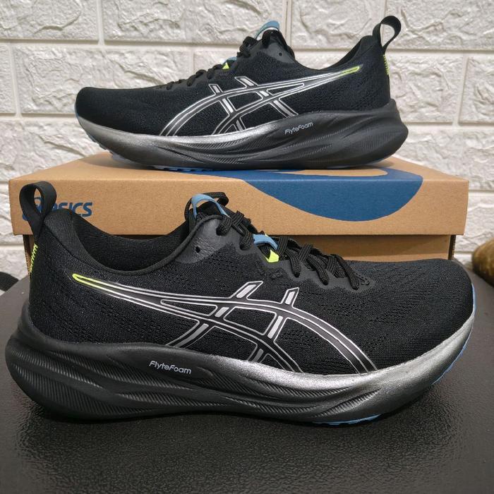 Sepatu lari pria ASICS Gel Pulse 16 Men's Running Shoes - Black - ORIGINAL