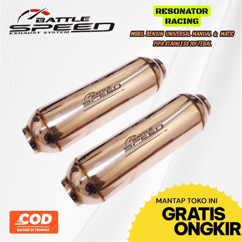 Resonator Knalpot Racing Mobil Bensin Original BATTLE SPEED Universal Segala Jenis Mobil Bass Kering