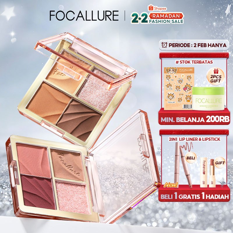 BPOM FOCALLURE Multi-Use Shimmer Eyeshadow Palette Powder #AmberGold