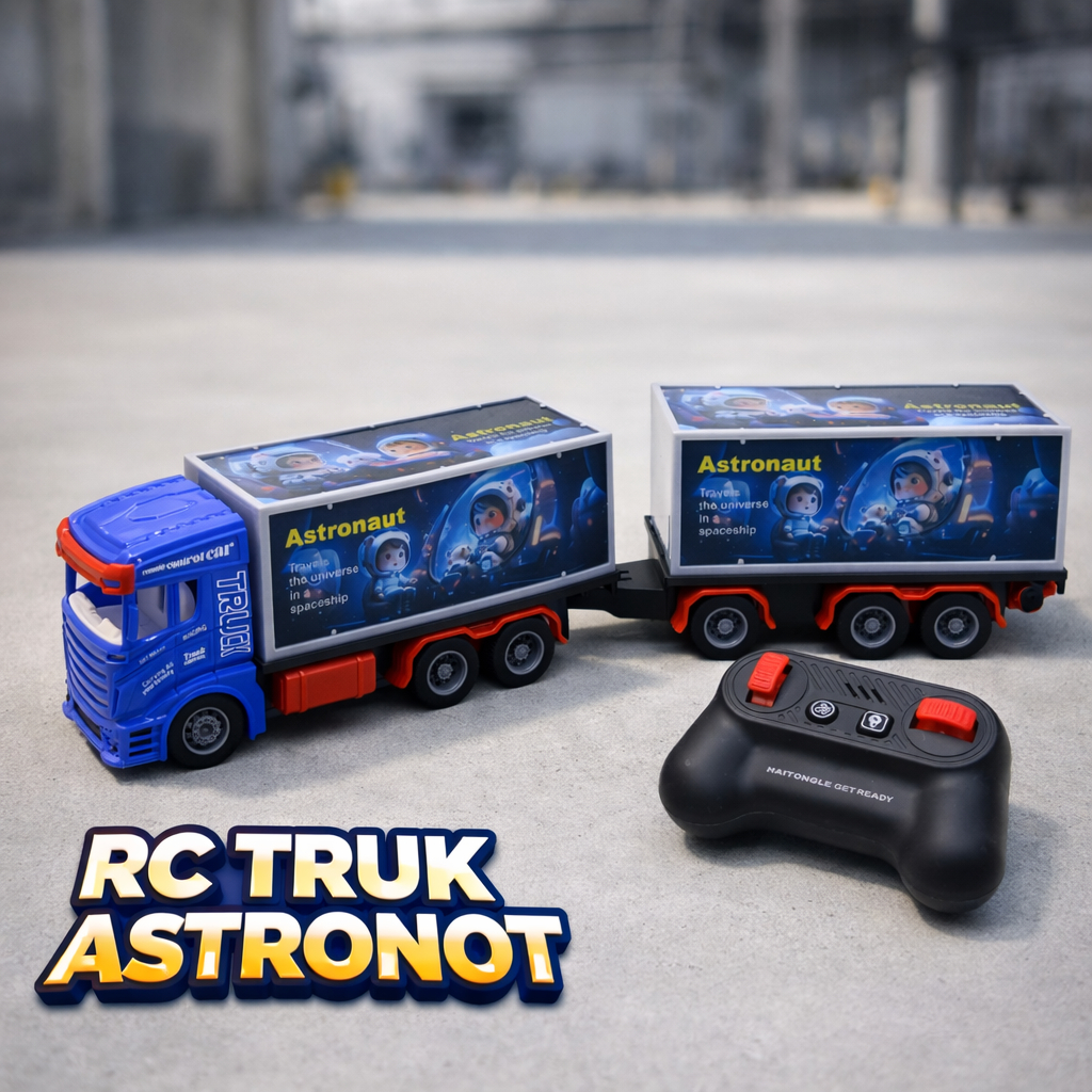 RC Mainan Mobil Remot Kontrol Truk Fuso Trailer Gandeng Space Astronot Batre Cas LED