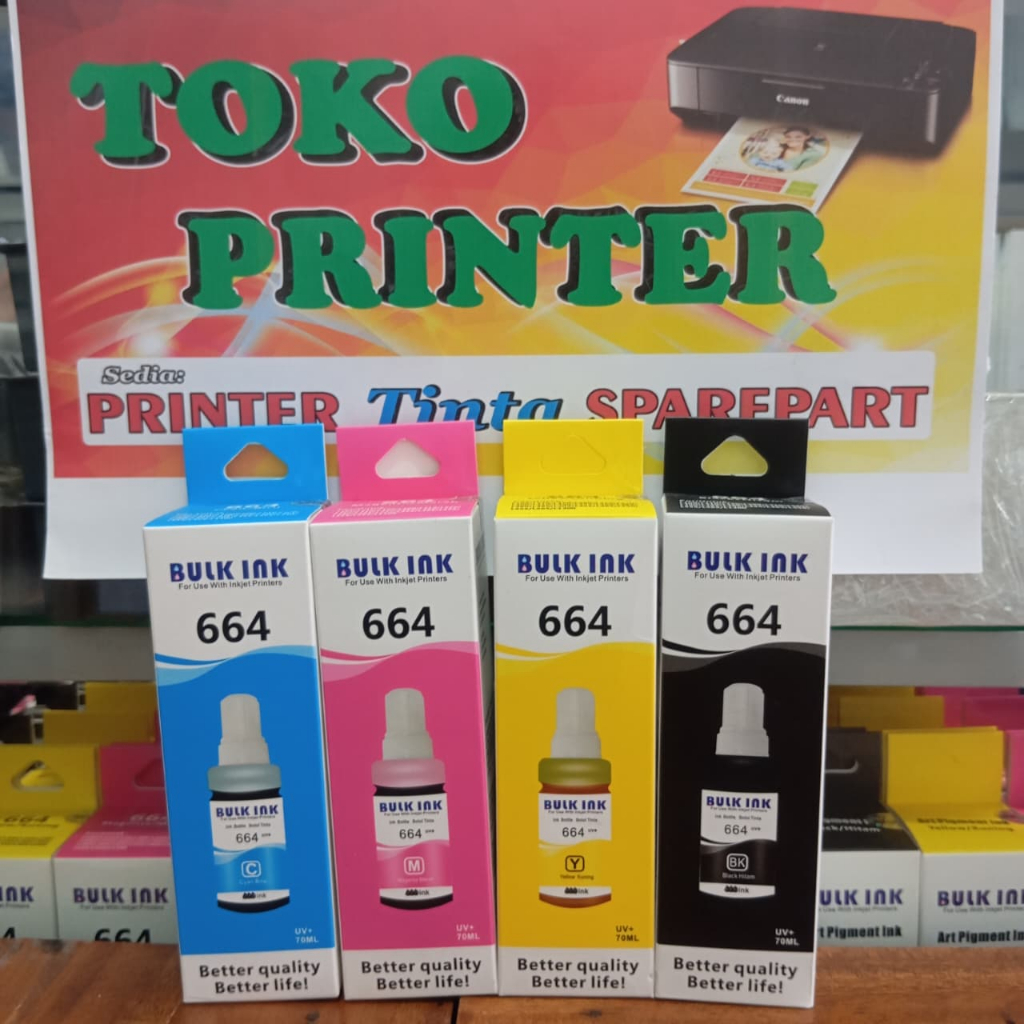1 SET 4 WARNA Tinta Bulk Ink 664 untuk Printer L121 L310 L360 UNTUK EPSON
