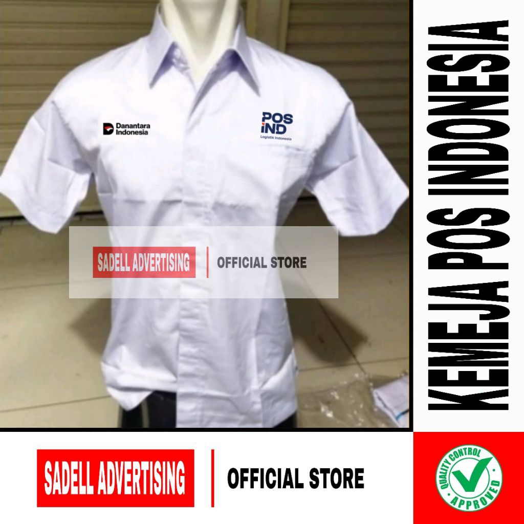 Kemeja POS INDONESIA Seragam Danantara Pos Indonesia Baju Pos Indonesia Danantara Putih Lengan Pende