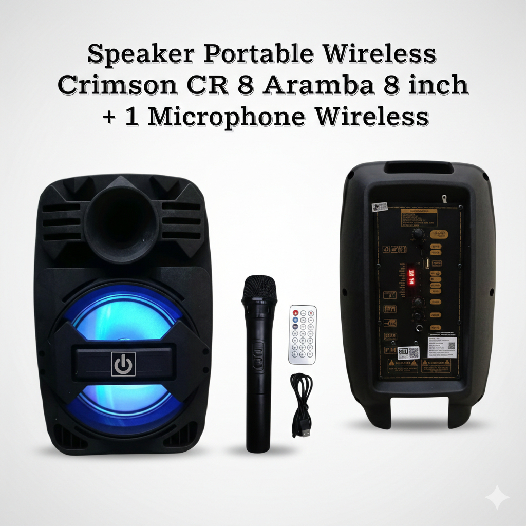 Speaker Meeting Crimson CR8 Aramba 8 Inch + Mic Wireless / Speaker Portable Crimson 8" Mic Wireless
