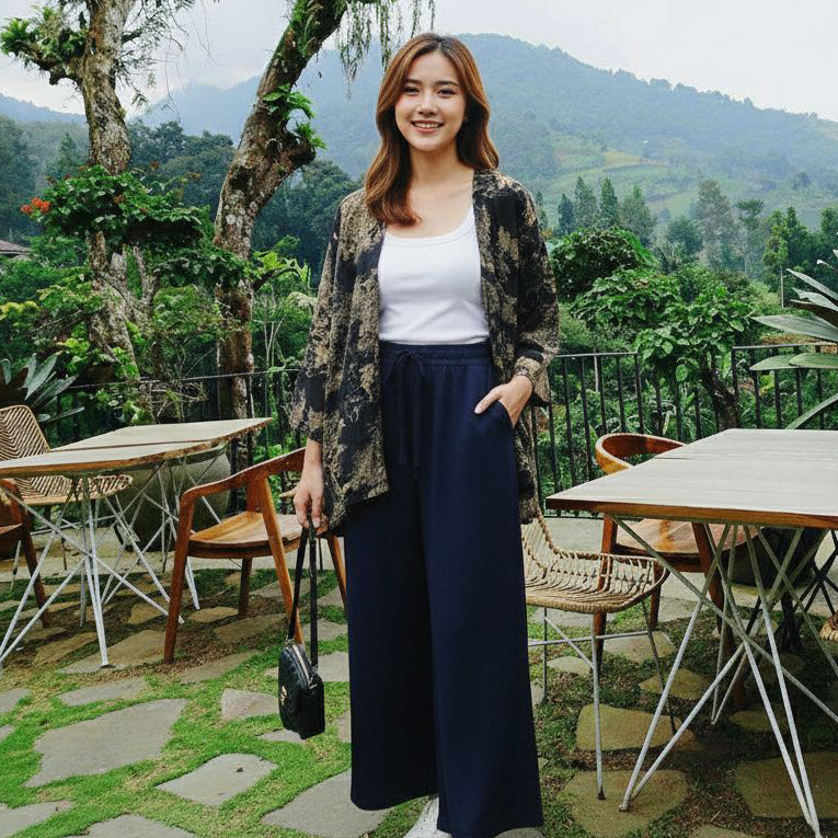 Cardigan Kimono Outer Flower , Cardigan Wanita Oversize , cardigan Katun