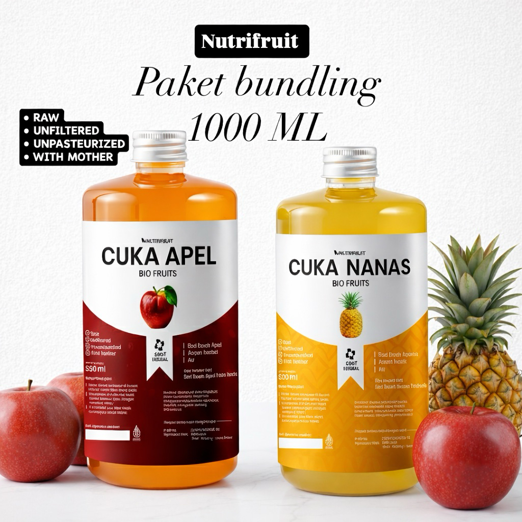Paket 1000 ML Nutrifruit Cuka Apel & Nanas With Mother