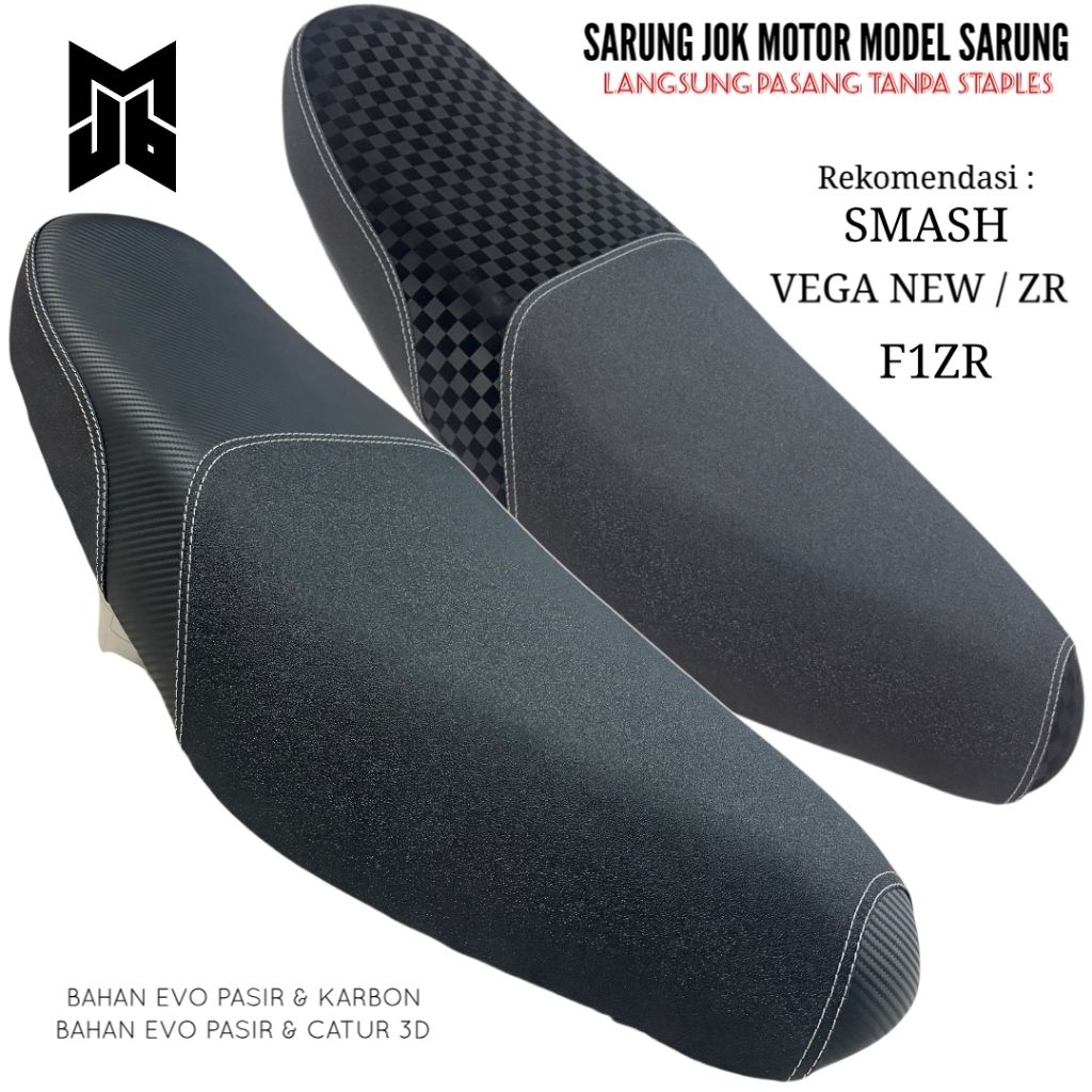 Sarung Jok Motor SMASH VEGA F1ZR  Model PCX Motip PASIR EVO x KARBON & CATUR 3D Belakang Bahan impor