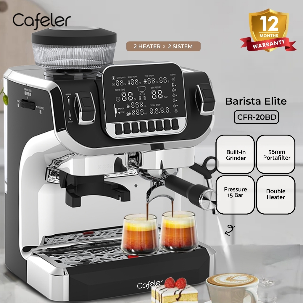 Cafeler Mesin Kopi Espresso 2 Heater Coffee Maker Smart Screen Kontrol