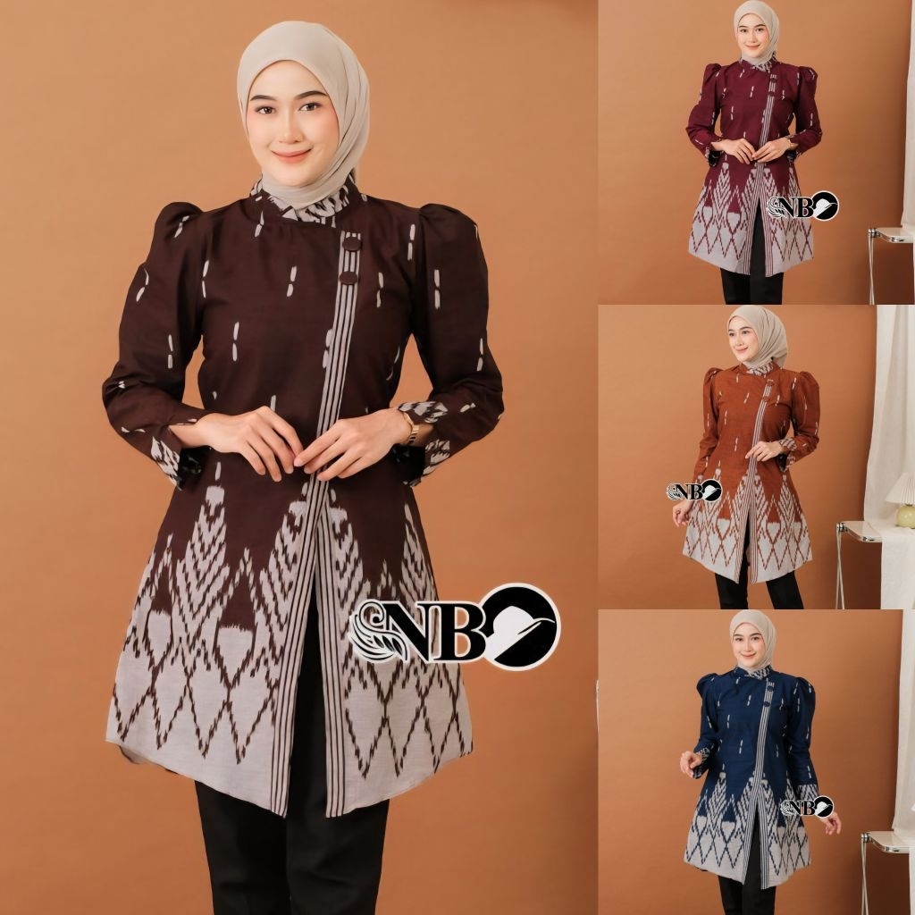 Tunik Batik Wanita Muslim Premium | Baju Batik Wanita Lengan Panjang | Baju Batik Wanita Elegan Untu