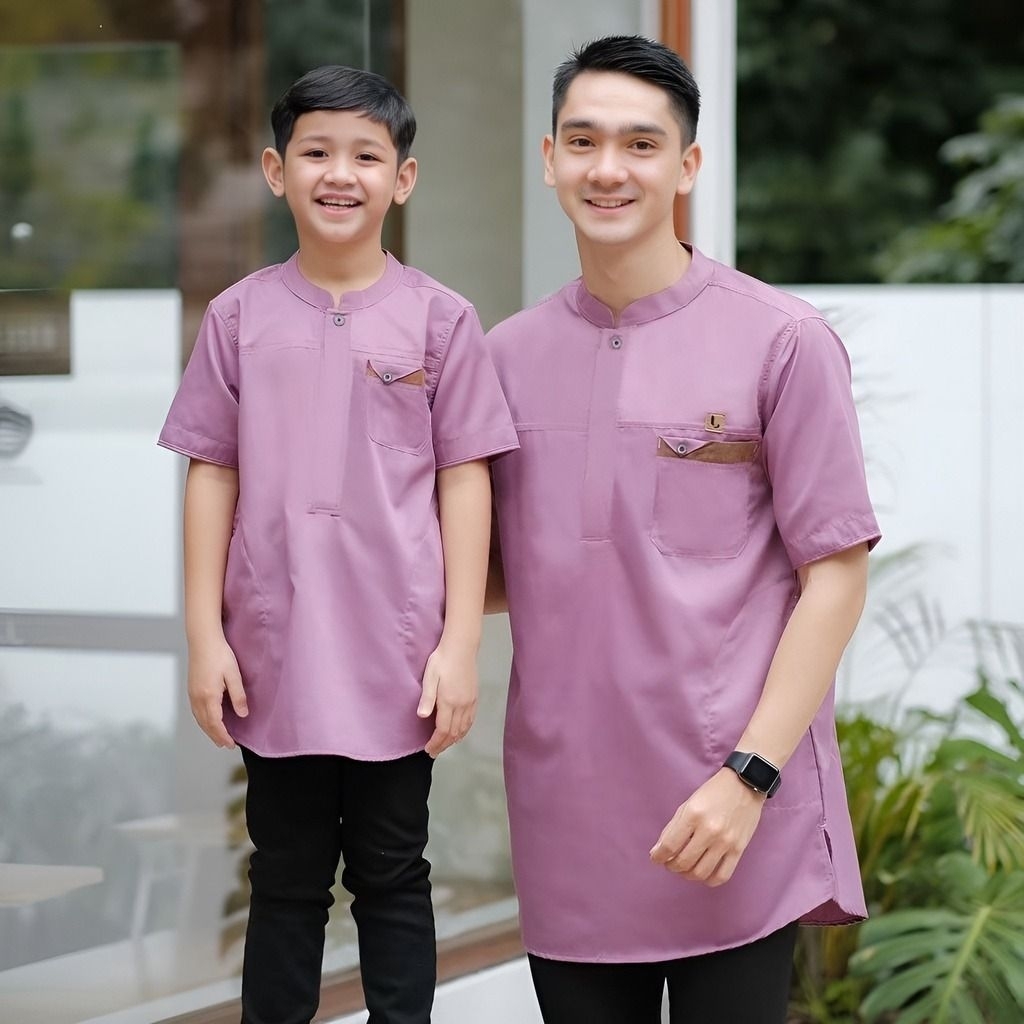 AFNAN - TERBARU BAJU COUPLE KOKO KURTA POLOS SAKU KANTONG AYAH ANAK LAKI LAKI UMUR 1 2 3 4 5 6 7 8 9