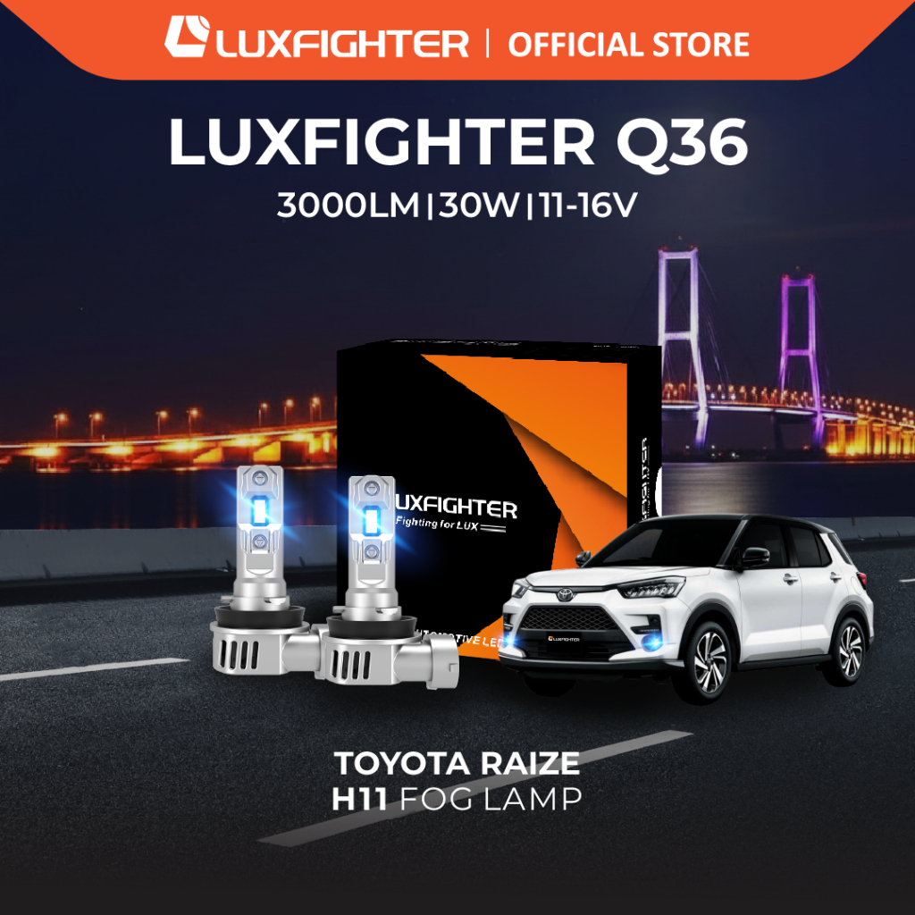 LUXFIGHTER Q36 H11 FOGLAMP LAMPU KABUT PUTIH/YELLOW LED MOBIL TOYOTA RAIZE