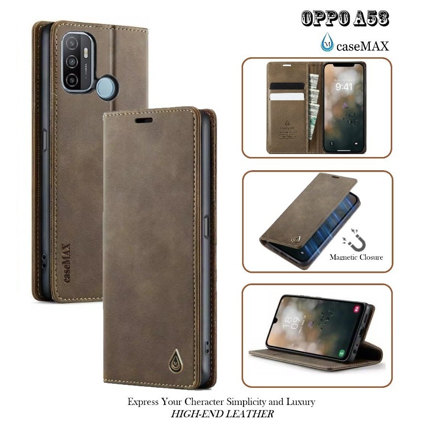Luxury case for OPPO A53 / OPPO A33 caseMAX magnetic leather flip wallet and stand