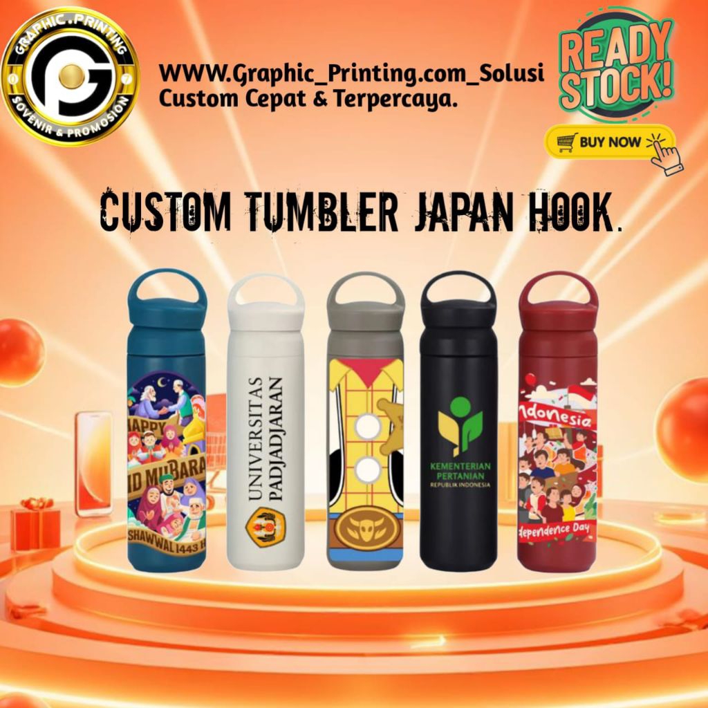 Tumbler Japan Hook / Custom Tumbler Stainless / Japan Hook / Custom Termos Tahan Panas / Dingin Term