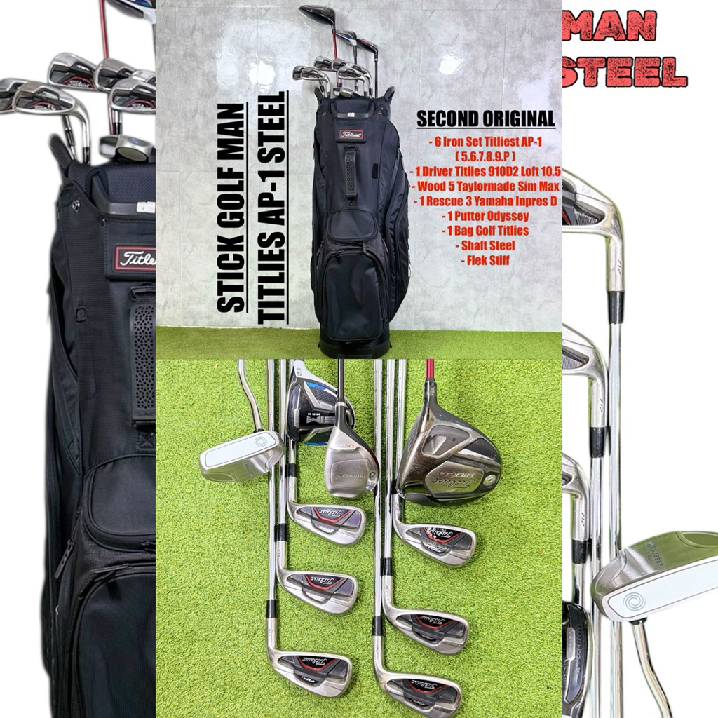 Paket Stick Golf Man Bekas Original Titliest AP-1 Fullset Bag Golf