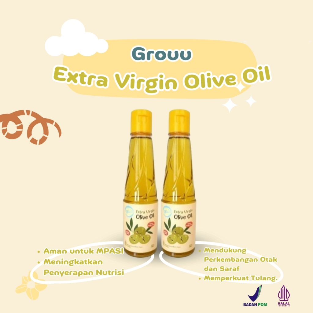 HALAL GROUU OLIVE OIL (EVO) EXTRA VIRGIN OLIVE OIL MINYAK ZAITUN BAYI 145ML