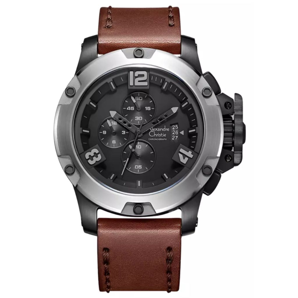 JAM TANGAN PRIA ALEXANDRE CHRISTIE 6295 ORIGINAL BROWN BLACK