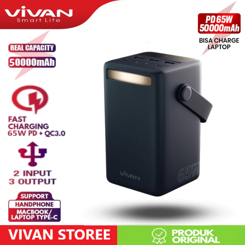[ VIVAN VPB-B50 ]- VIVAN Powerbank VPB-B50 Power Bank 50000mAh 4 Output Fast Charging 65W PD QC 3.0 