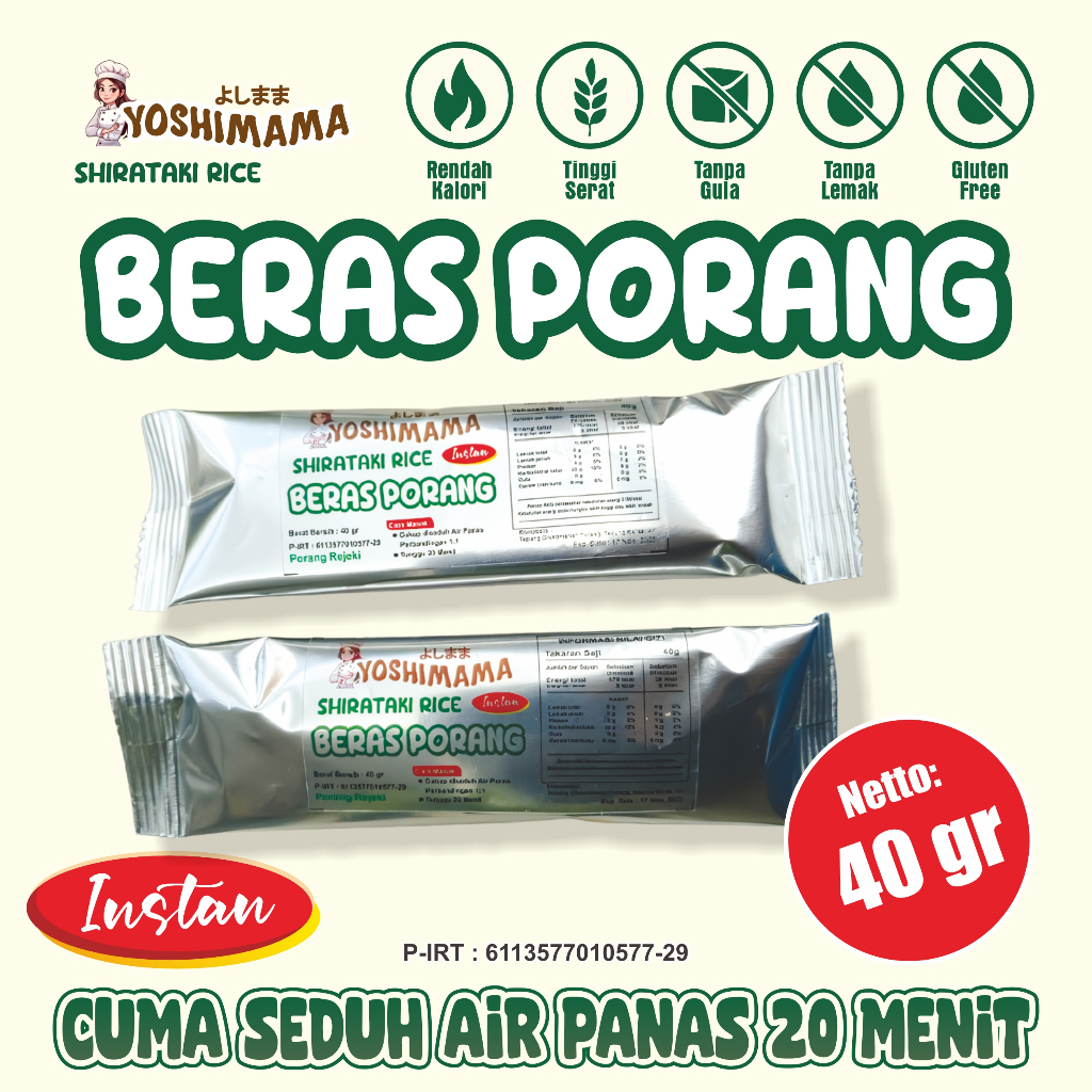 Yoshimama Beras Porang/Beras Porang/Beras Shirataki/Beras Diet/Beras Rendah Kalori