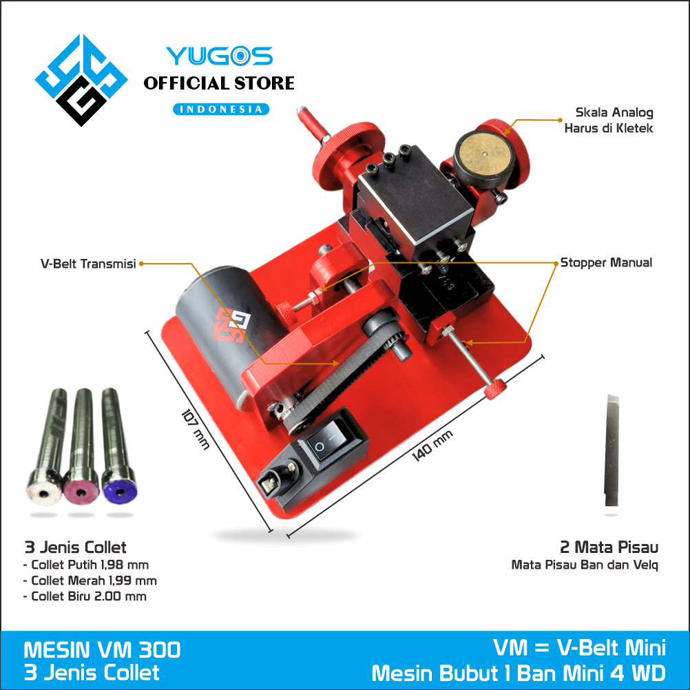 Mesin Bubut Mini 4 WD VM300 YUGOS