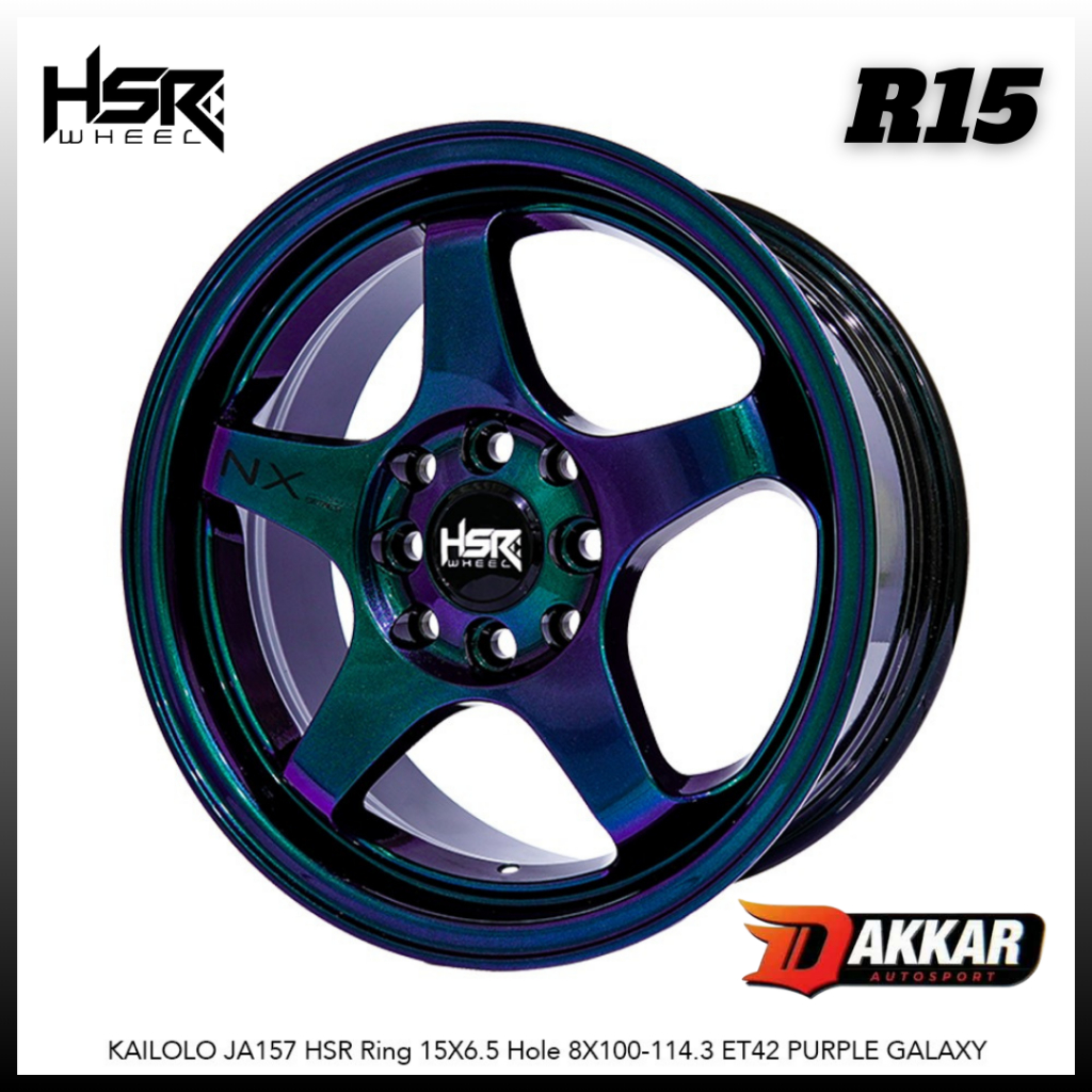 VELG RACING HSR KAILOLO R15 PCD 4X100 4X114,3 VELG MOBIL PALANG 5 BISA UNTUK AVANZA BRIO AGYA CALYA
