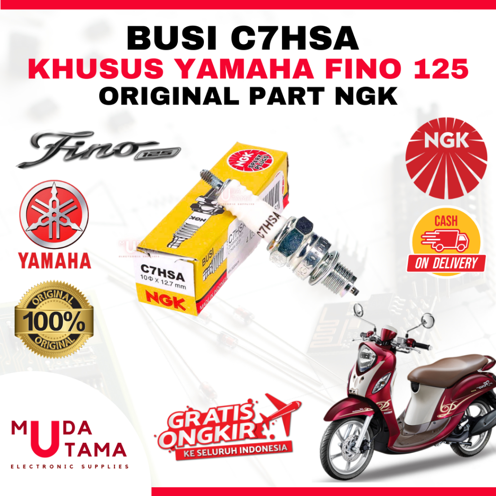 Busi Motor YAMAHA FINO 125 - ORIGINAL NGK C7HSA (IRIDIUM) | Busi FINO 125 ORIGINAL NGK C7HSA IRIDIUM