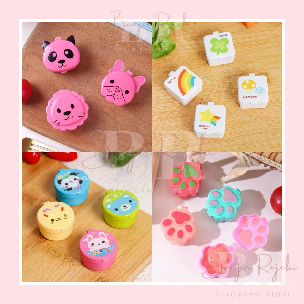 TOKOBANJIRREJEKI tempat sauce mini isi 4 / saus kecil bulat nasi bento bekal anak / wadah mayonaise 
