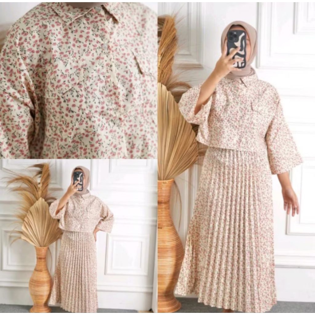 ONE SET ATASAN & ROK PLISKET